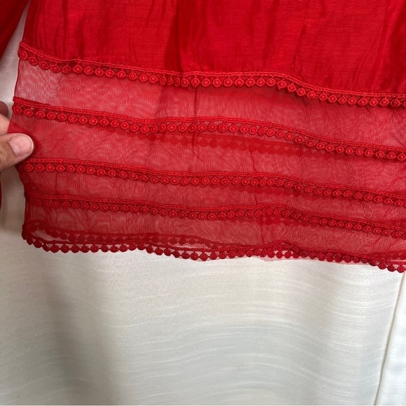 Anthropologie Leona textured red tunic blouse NWT - Picture 4 of 12